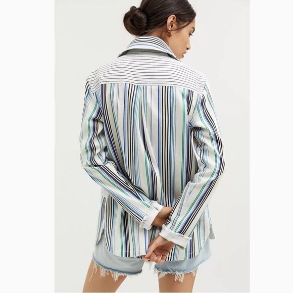Maeve by Anthropologie Striped Denim Shirt Jacket - Picture 3 of 5